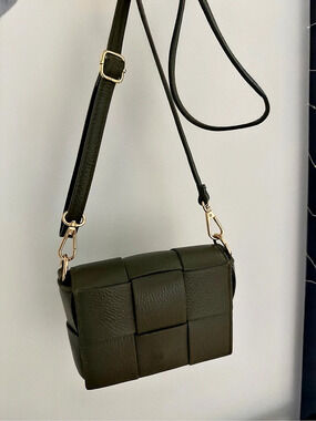 Italian Leather Crossbody Bag Green